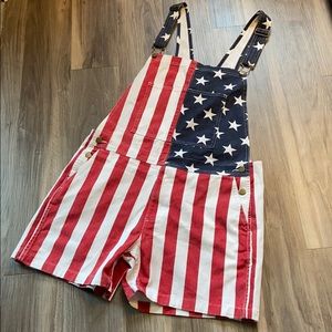 mens american flag overall shorts